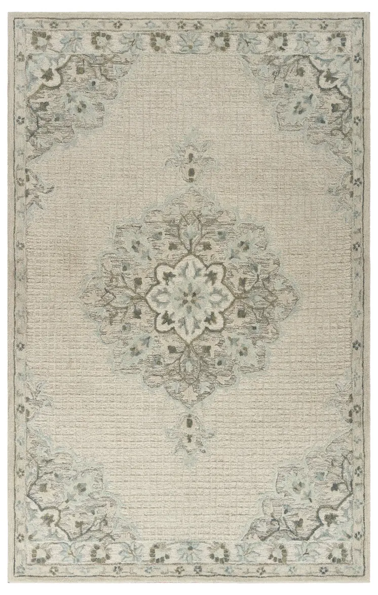 5' X 8' Ivory Wool Handmade Area Rug