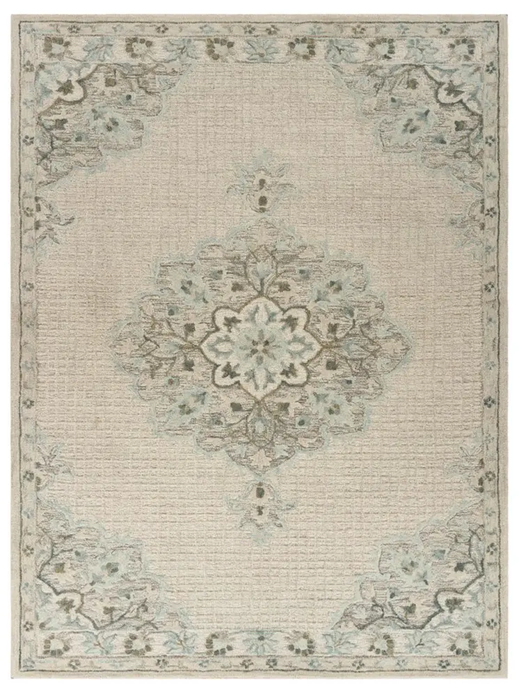 8' X 10' Ivory Wool Handmade Area Rug