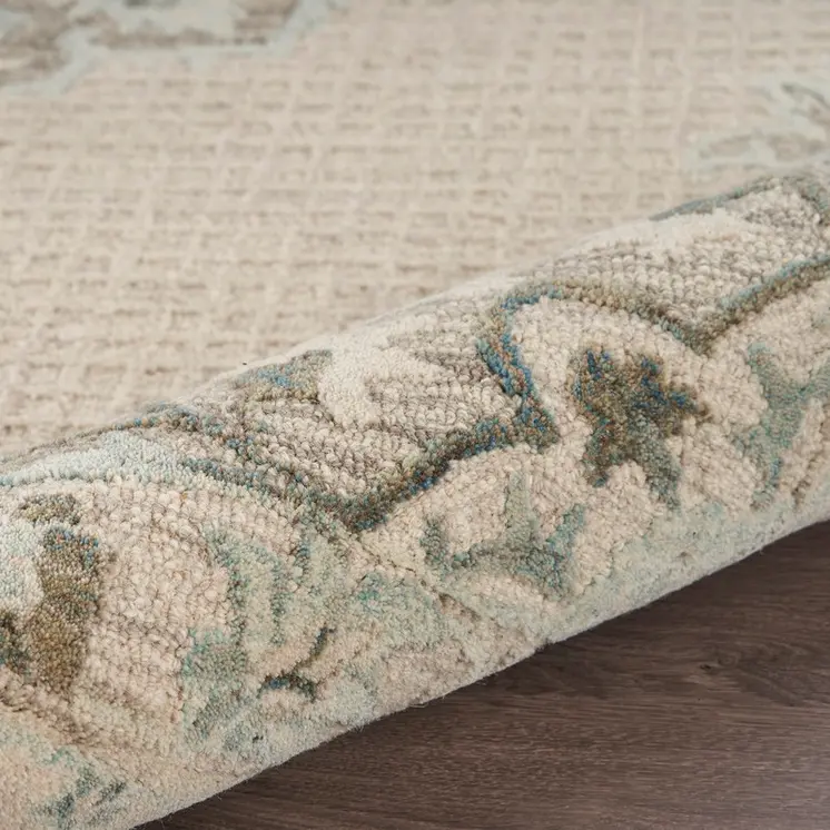 9' X 12' Ivory Wool Handmade Area Rug