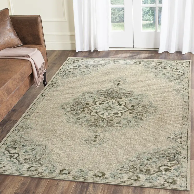 9' X 12' Ivory Wool Handmade Area Rug