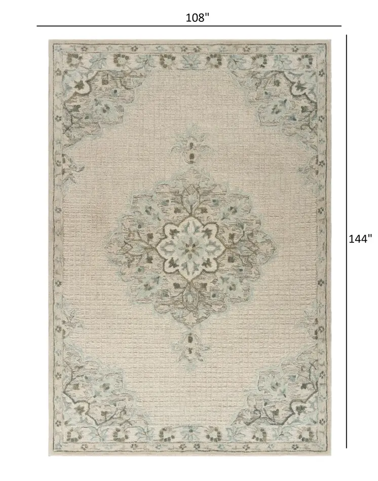 9' X 12' Ivory Wool Handmade Area Rug