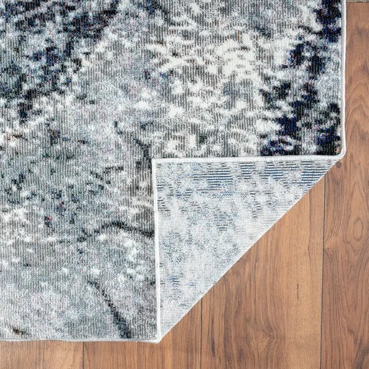 5' X 8' Navy and Gray Abstract Ice Area Rug