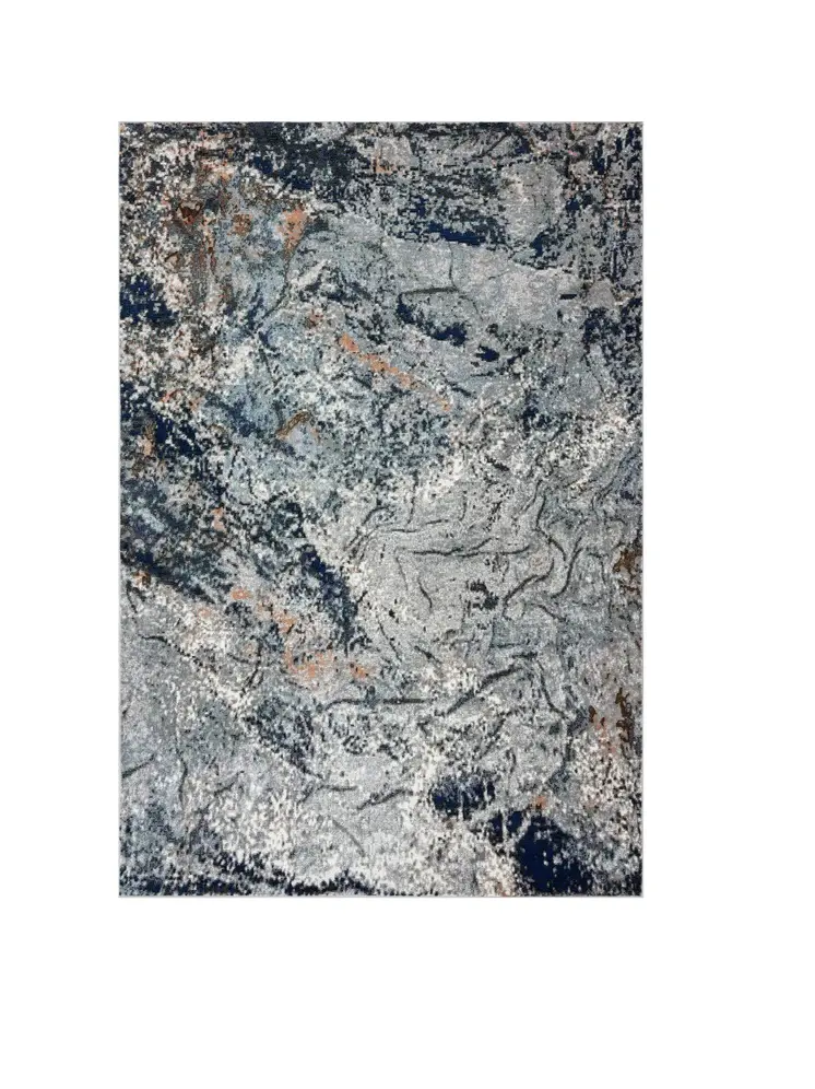 5' X 8' Navy and Gray Abstract Ice Area Rug