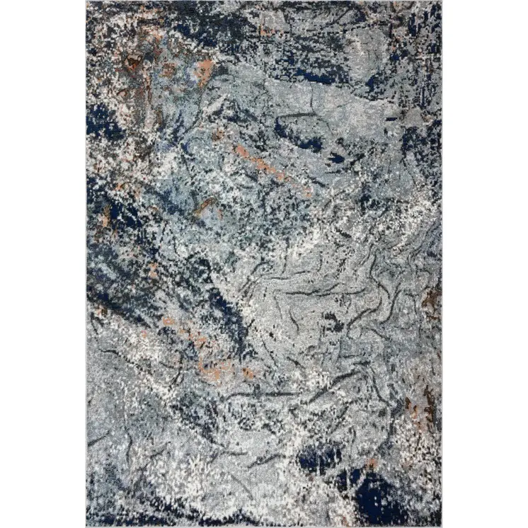 5' X 8' Navy and Gray Abstract Ice Area Rug