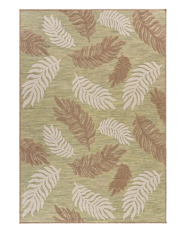 8' X 10' Green And Ivory Indoor Outdoor Area Rug