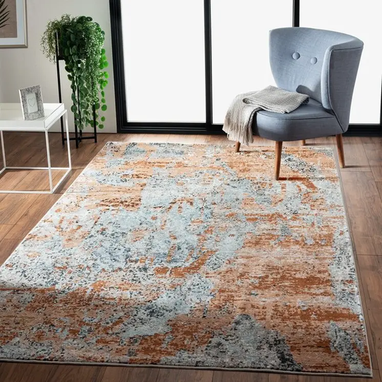 8' X 10' Rustic Brown Abstract Area Rug