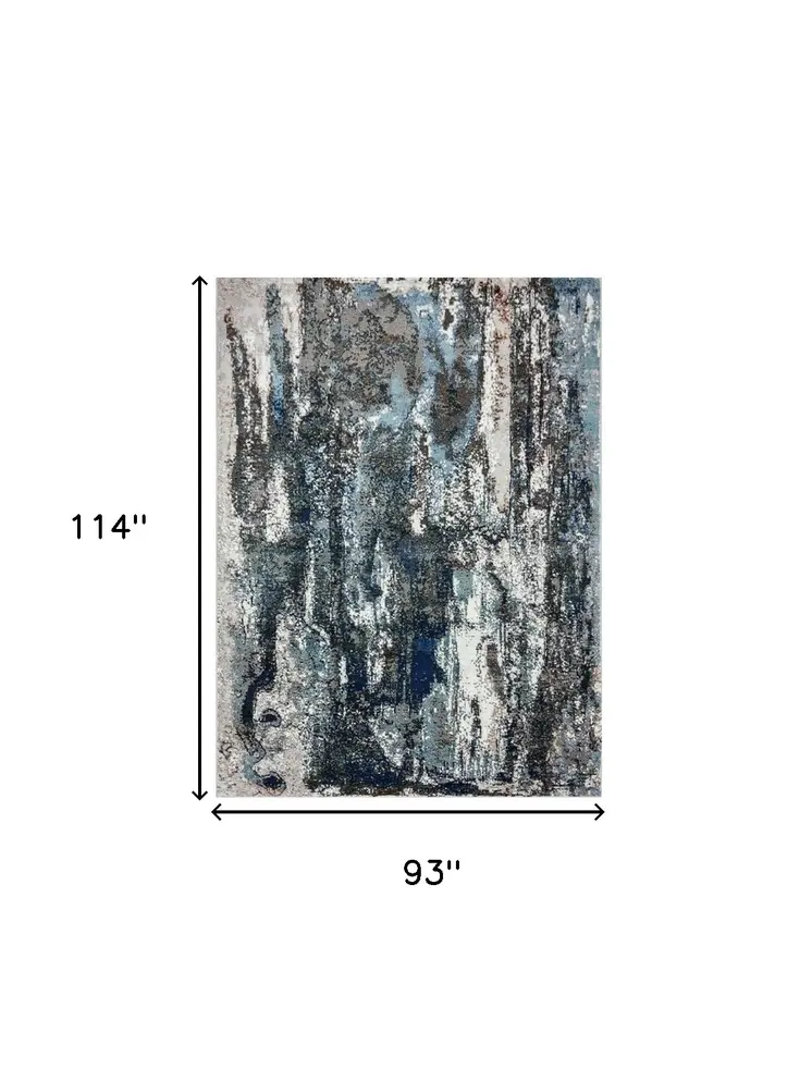 8' X 10' Shades of Blue and Gray Abstract Marble Area Rug