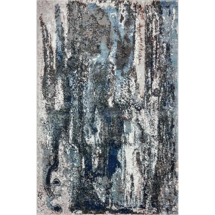 8' X 10' Shades of Blue and Gray Abstract Marble Area Rug