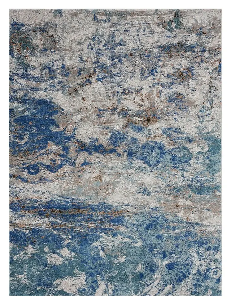 5' X 8' Blue and Gray Abstract Earth Area Rug