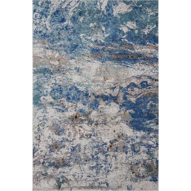 5' X 8' Blue and Gray Abstract Earth Area Rug