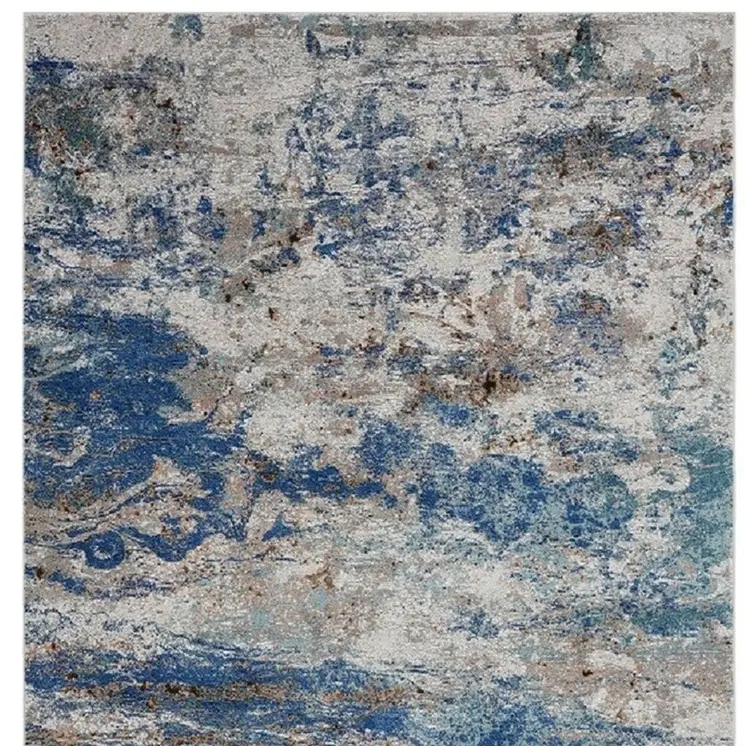 5' X 8' Blue and Gray Abstract Earth Area Rug