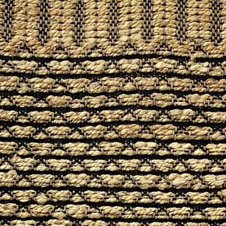 5' X 7' Tan And Black Jute Hand Woven Area Rug
