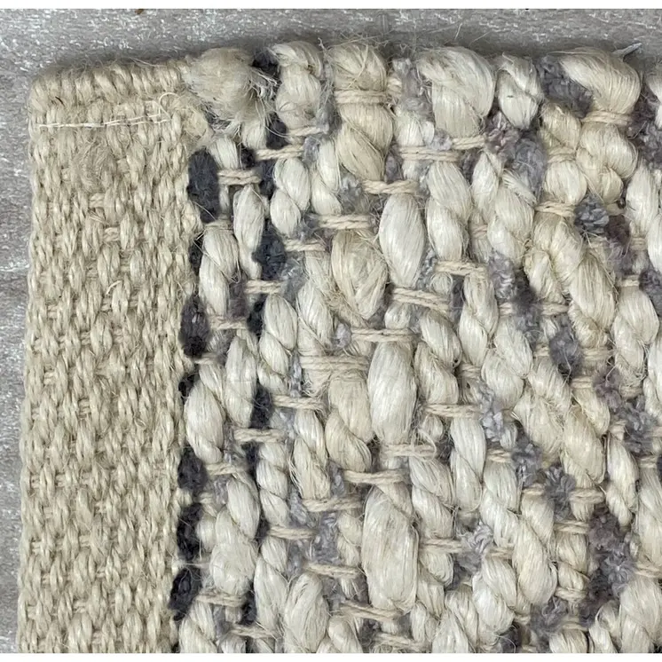 2' X 5' Tan And Gray Jute Hand Woven Area Rug