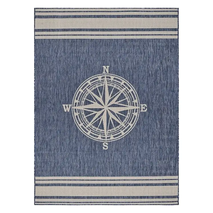 5' X 7' Blue And Gray Indoor Outdoor Area Rug