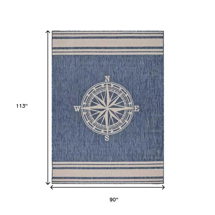 8' X 10' Blue And Gray Indoor Outdoor Area Rug