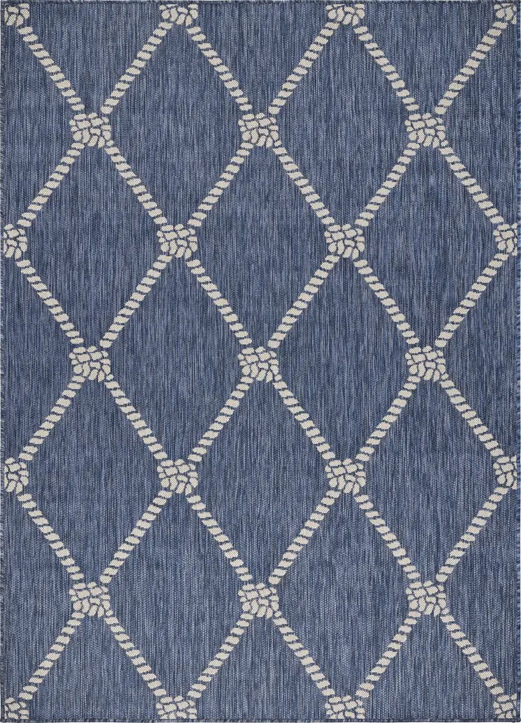 5' X 7' Blue And Gray Indoor Outdoor Area Rug