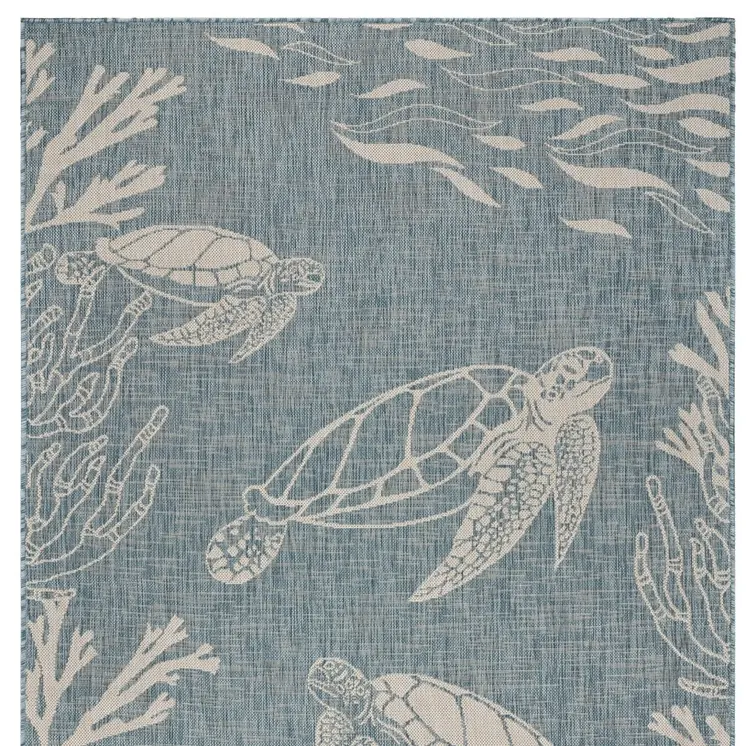 5' X 7' Blue And Gray Indoor Outdoor Area Rug