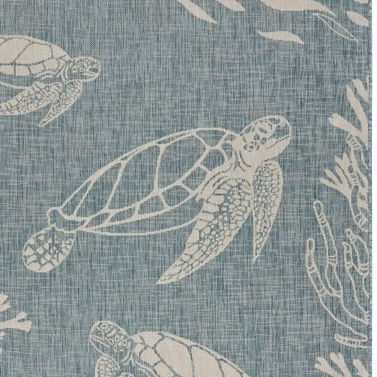 5' X 7' Blue And Gray Indoor Outdoor Area Rug