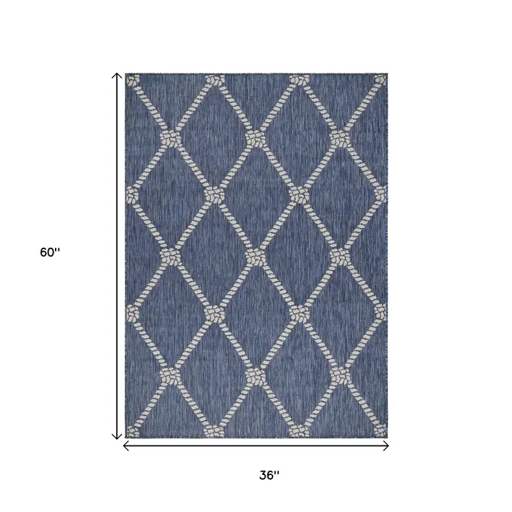 3' X 5' Blue And Gray Indoor Outdoor Area Rug