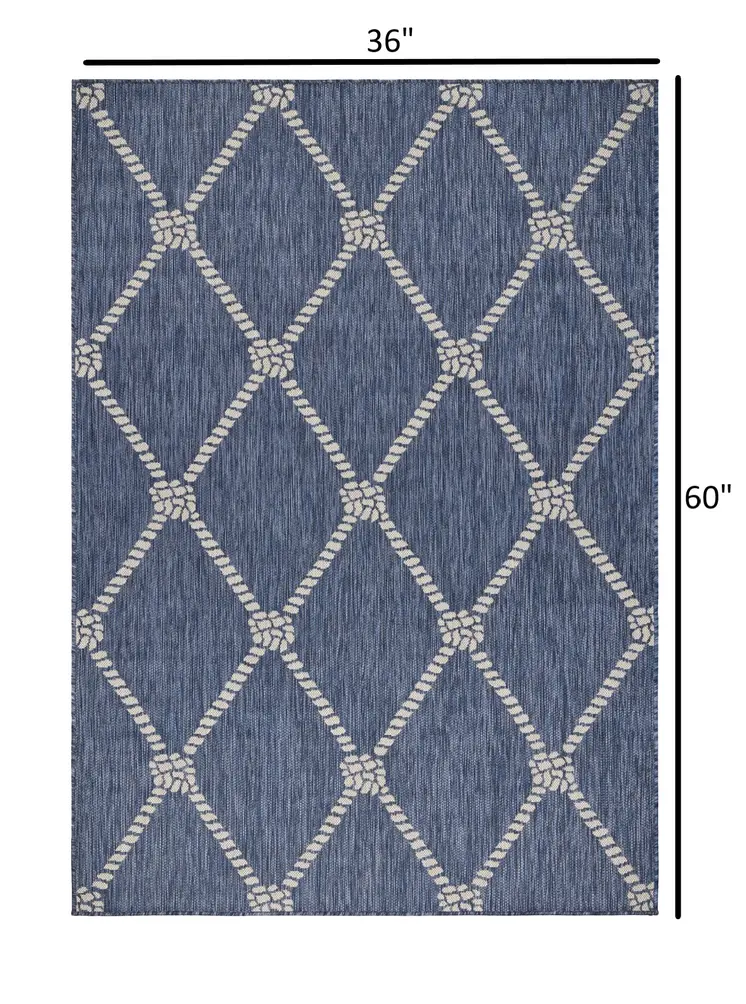 3' X 5' Blue And Gray Indoor Outdoor Area Rug