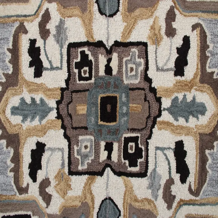 7' X 7' Blue And Red Wool Hand Tufted Area Rug