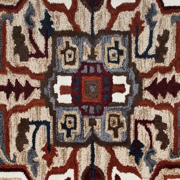 7' X 7' Blue And Red Wool Hand Tufted Area Rug