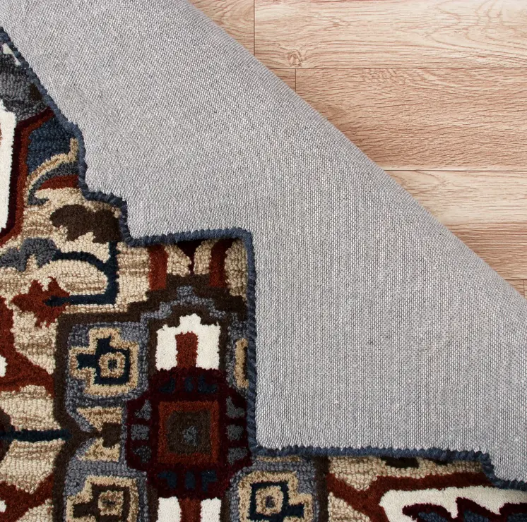 7' X 7' Blue And Red Wool Hand Tufted Area Rug
