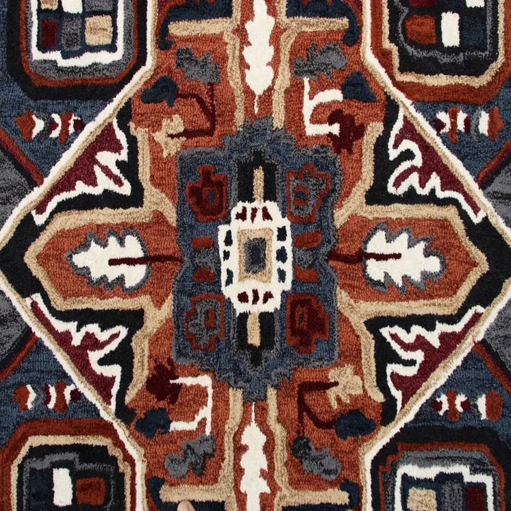 7' X 7' Blue And Red Wool Hand Tufted Area Rug