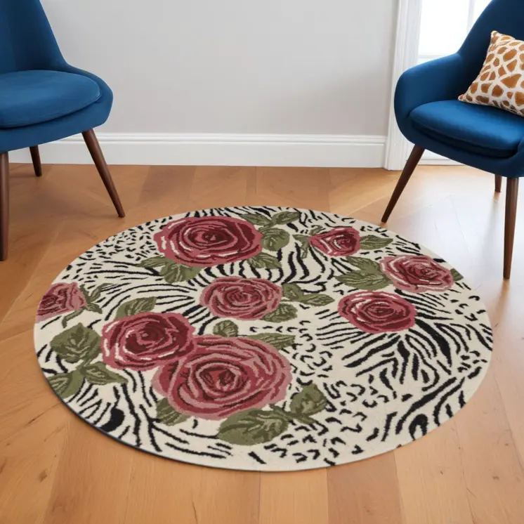6' Rose Round Wool Hand Tufted Area Rug