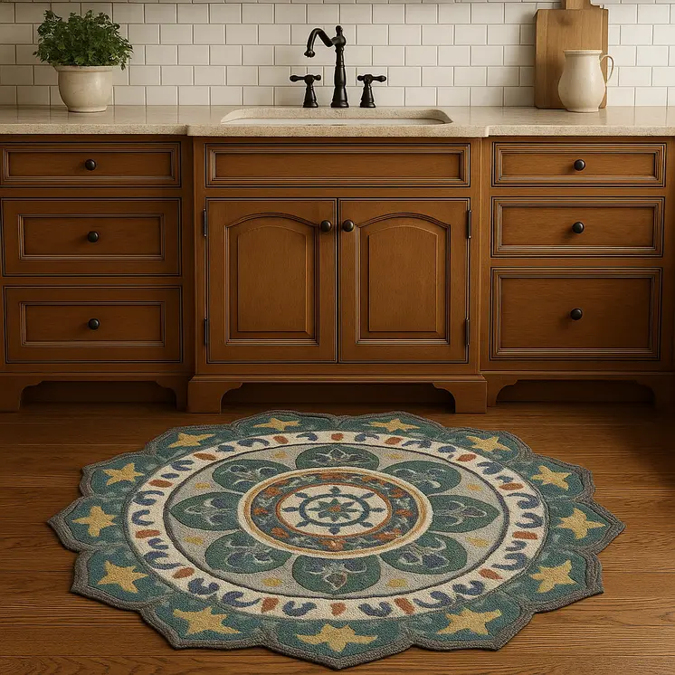 4' Green And Ivory Wool Hand Hooked Round Rug