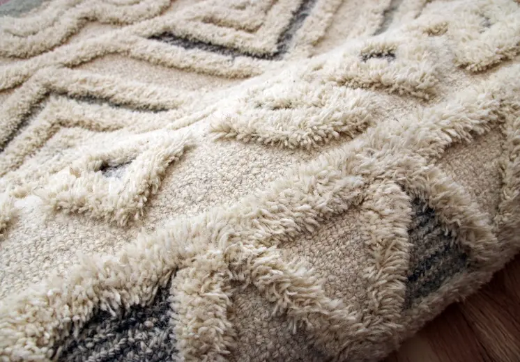 6' Round Cream Modern Geometric Area Rug