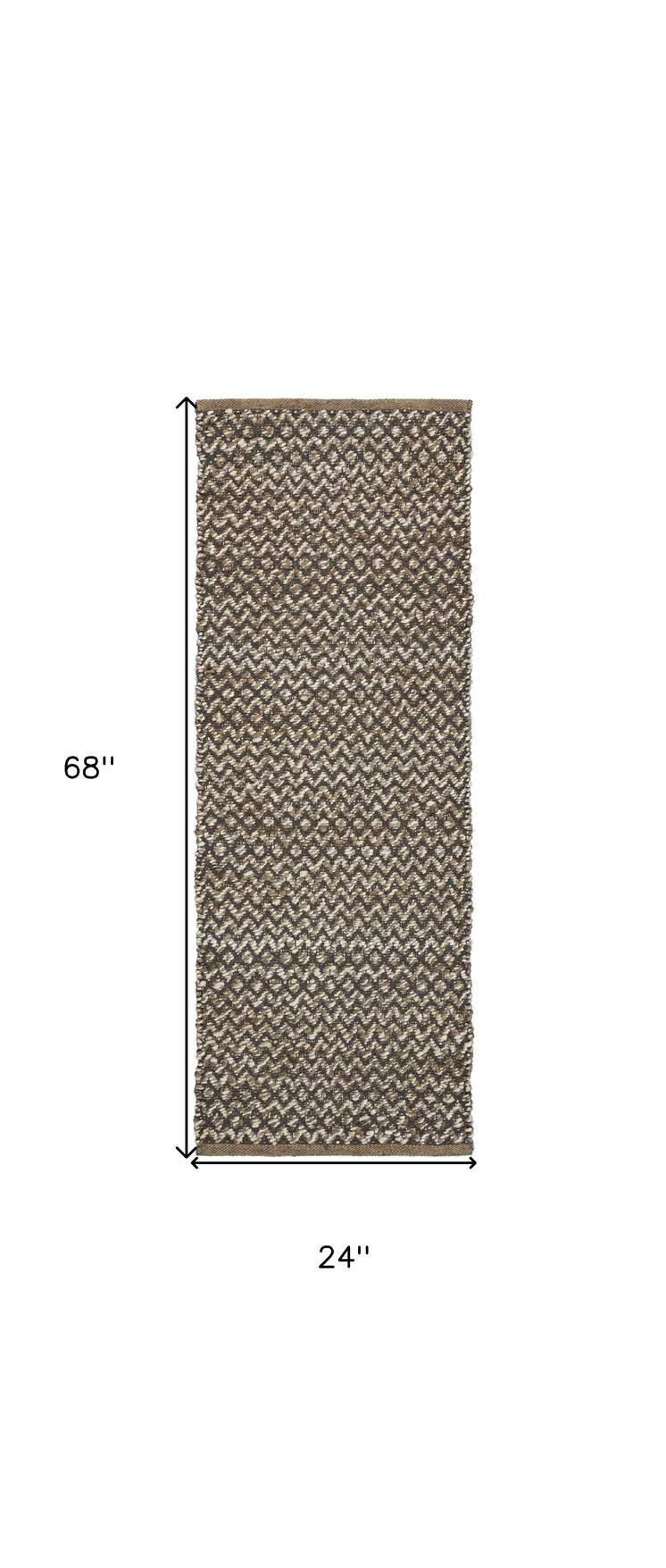 6' Natural and Gray Chevron Hand Woven Jute Runner Rug