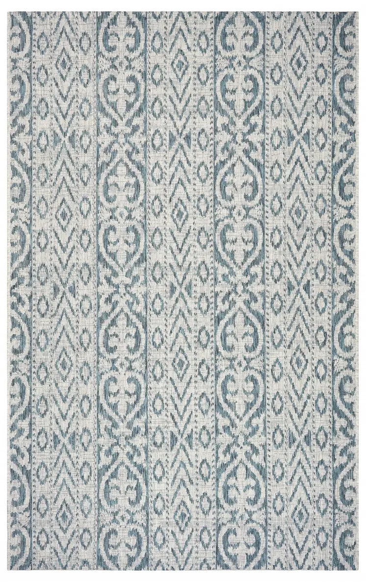 5' X 8' Blue And White Indoor Outdoor Area Rug