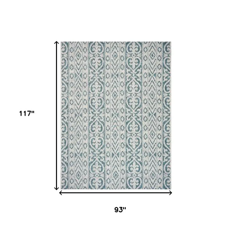 8' X 10' Blue And White Indoor Outdoor Area Rug