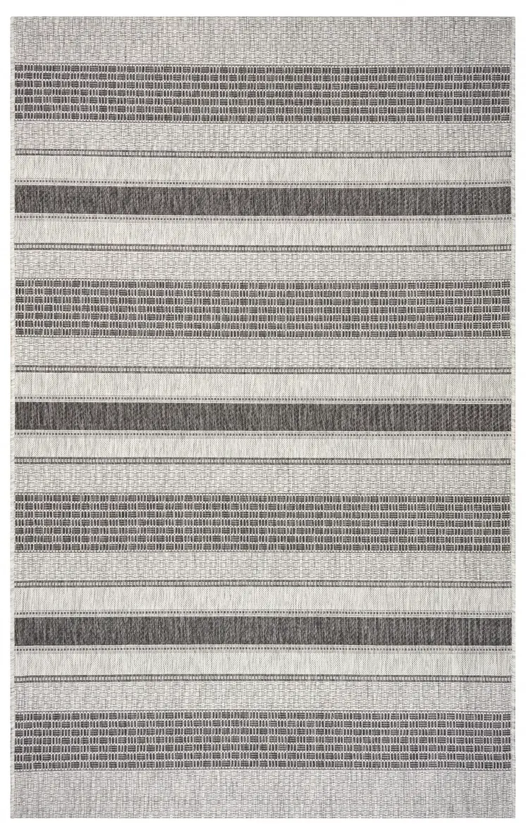 5' X 8' Gray And Black Indoor Outdoor Area Rug
