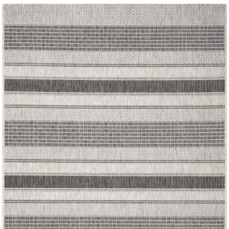 5' X 8' Gray And Black Indoor Outdoor Area Rug