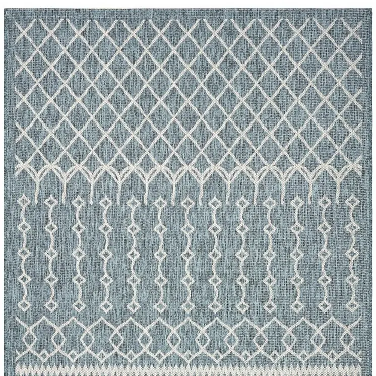 5' X 8' Blue And Gray Indoor Outdoor Area Rug