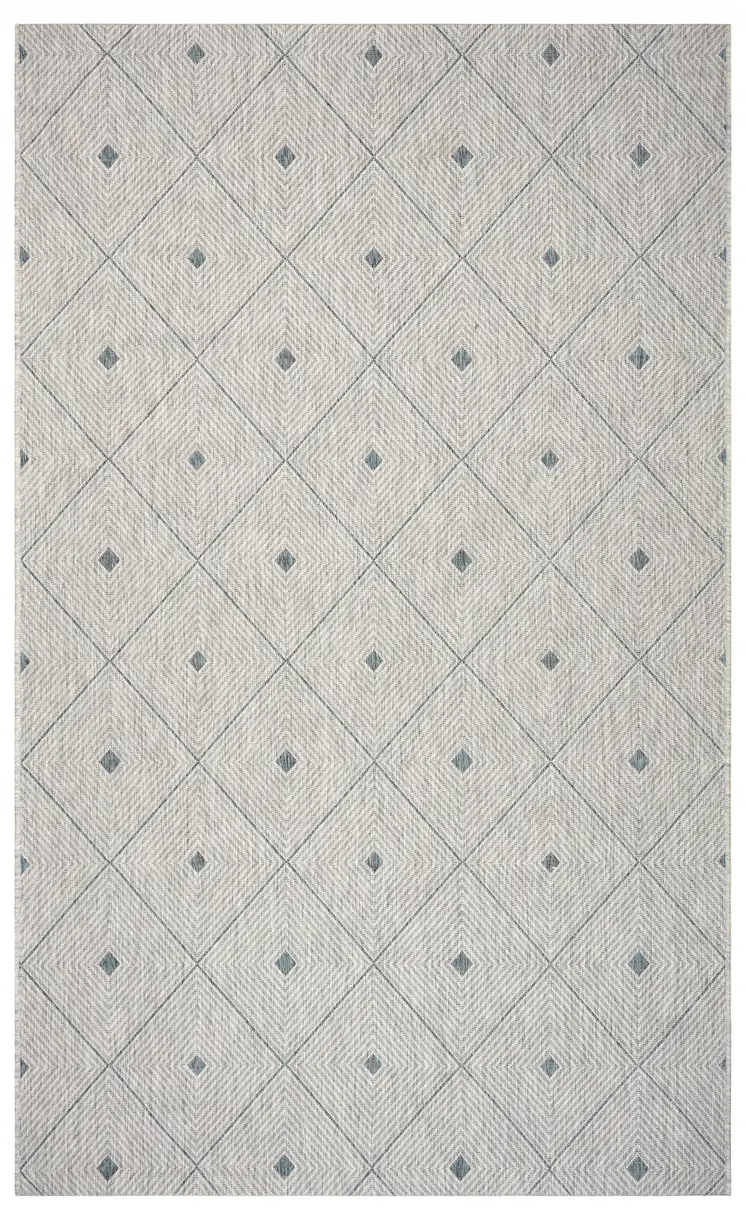 5' X 8' Blue And Gray Indoor Outdoor Area Rug