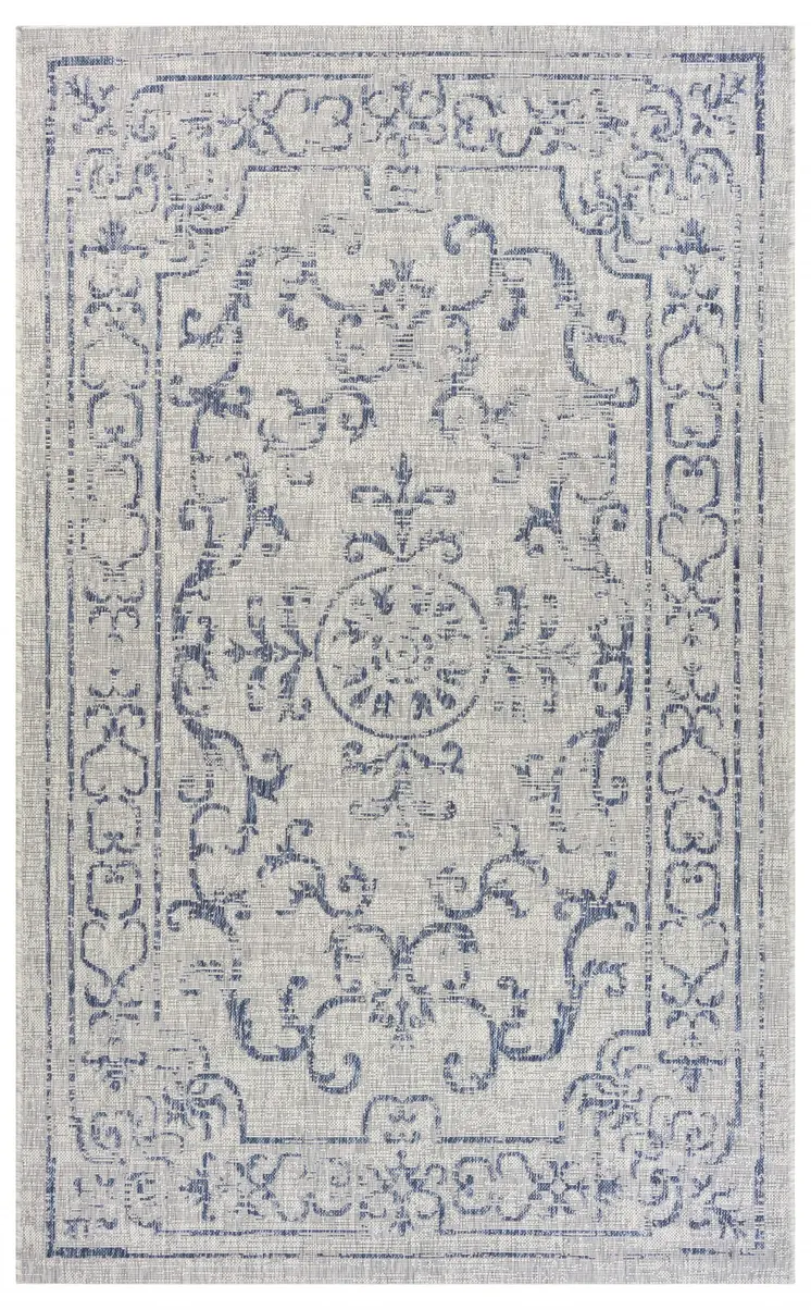 8' X 10' Blue And Gray Indoor Outdoor Area Rug