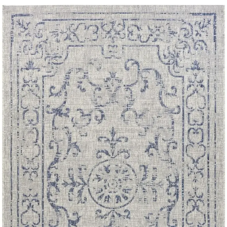 8' X 10' Blue And Gray Indoor Outdoor Area Rug
