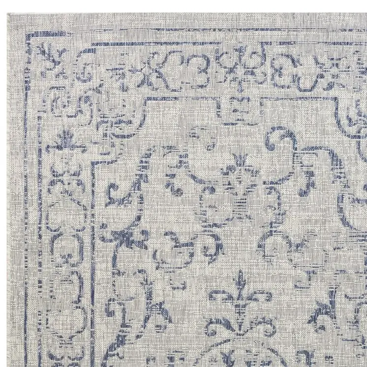 8' X 10' Blue And Gray Indoor Outdoor Area Rug