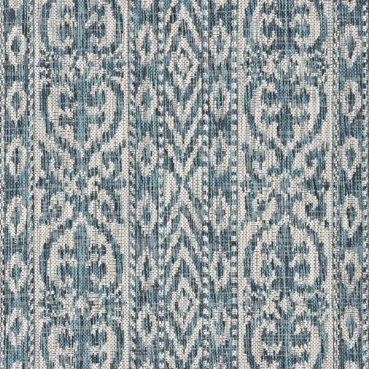 8' X 8' Blue And Gray Round Indoor Outdoor Area Rug