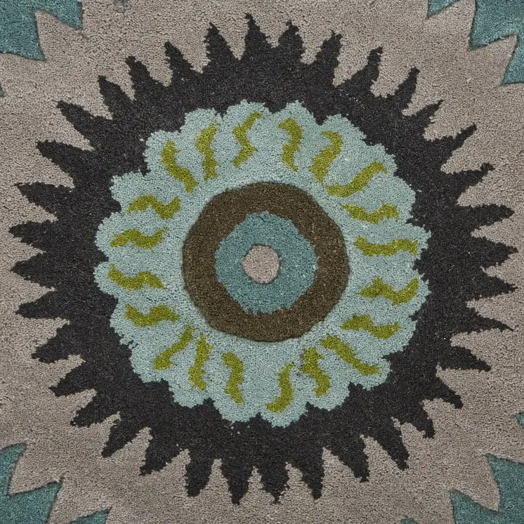 5' Green Wool Hand Tufted Round Rug