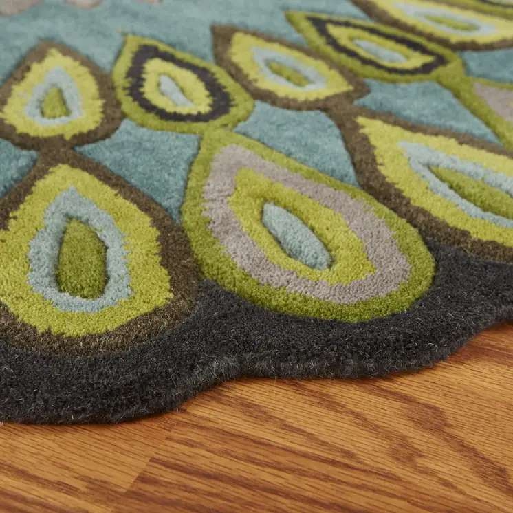 5' Green Wool Hand Tufted Round Rug