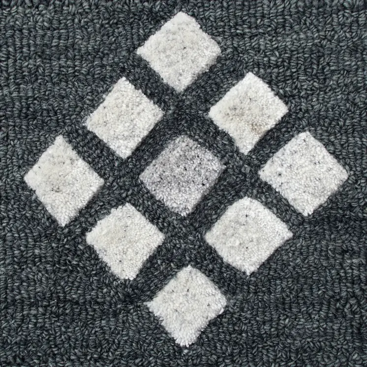 5' Charcoal Round Wool Hand Hooked Handmade Area Rug
