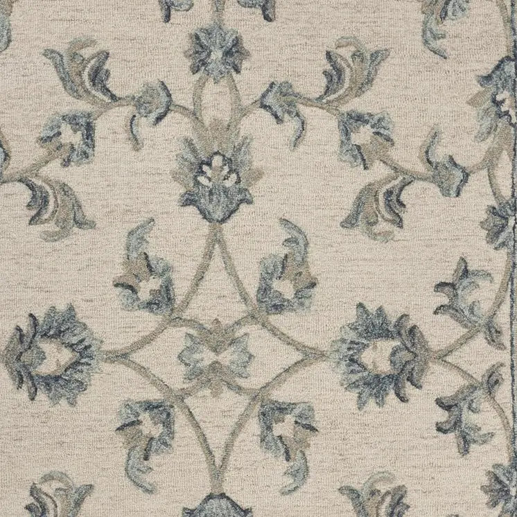 7' X 9' Light Blue Wool Hand Tufted Area Rug