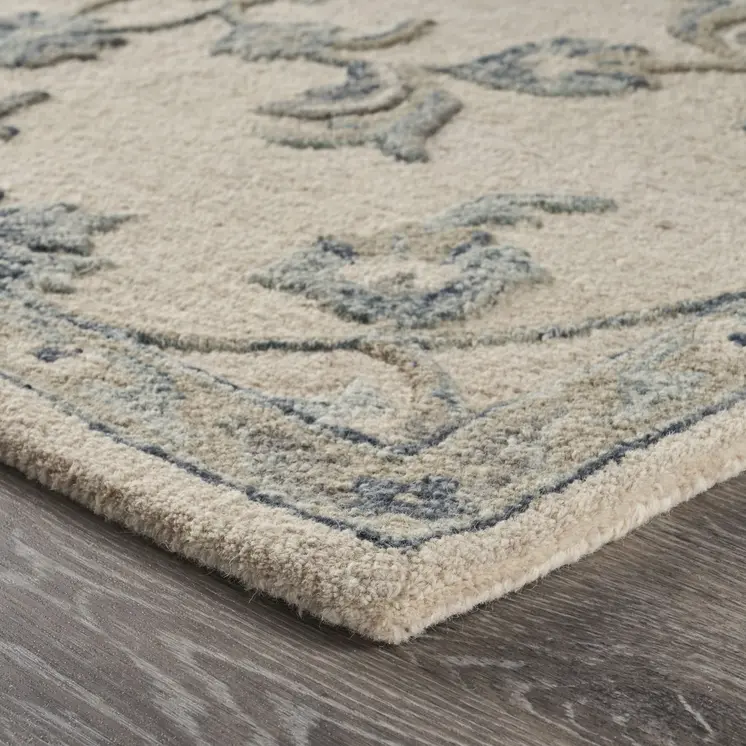 7' X 9' Light Blue Wool Hand Tufted Area Rug