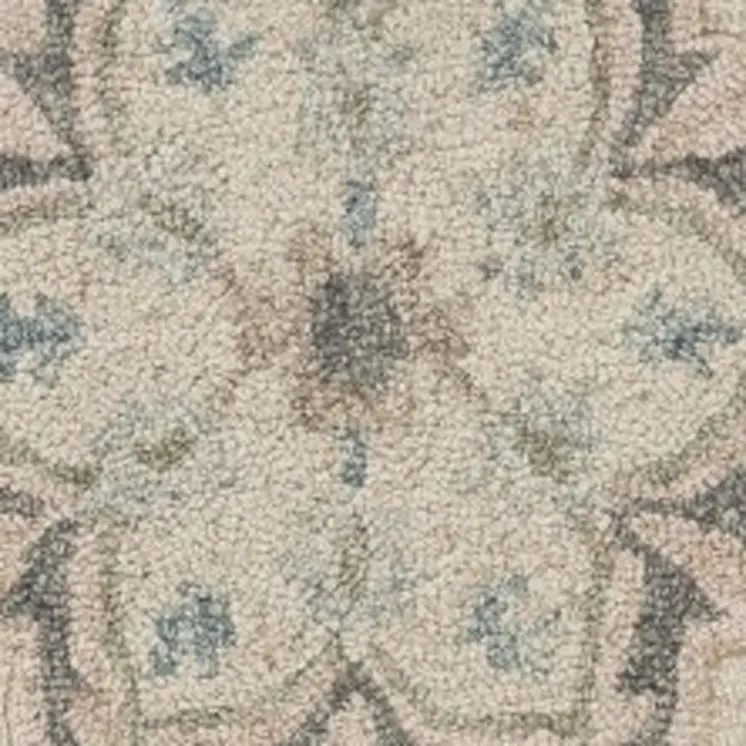 5' X 7' Blue And Ivory Wool Hand Tufted Area Rug