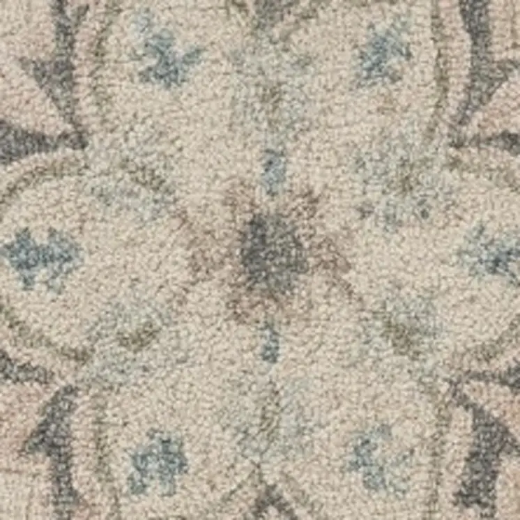 7' X 9' Blue And Ivory Wool Hand Tufted Area Rug