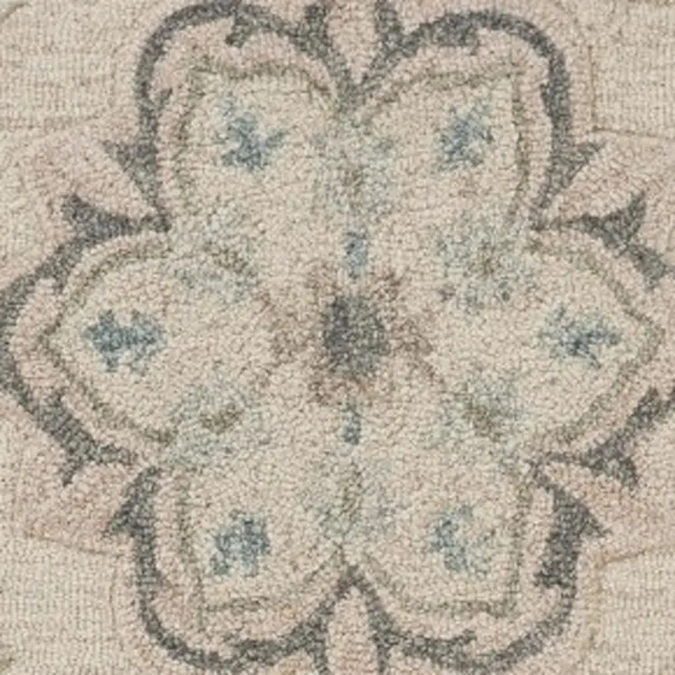 7' X 9' Blue And Ivory Wool Hand Tufted Area Rug